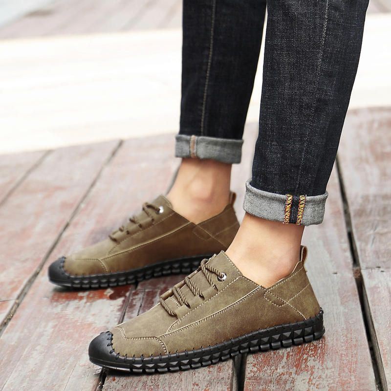 Casual Loafers Met Microvezelstiksels Voor Heren