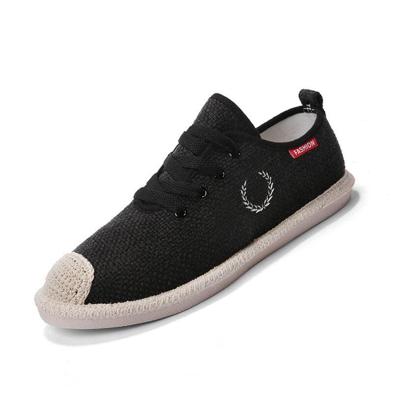 Heren Ademend Linnen Zachte Zool Antislip Comfy Lace Up Casual Vissersschoenen