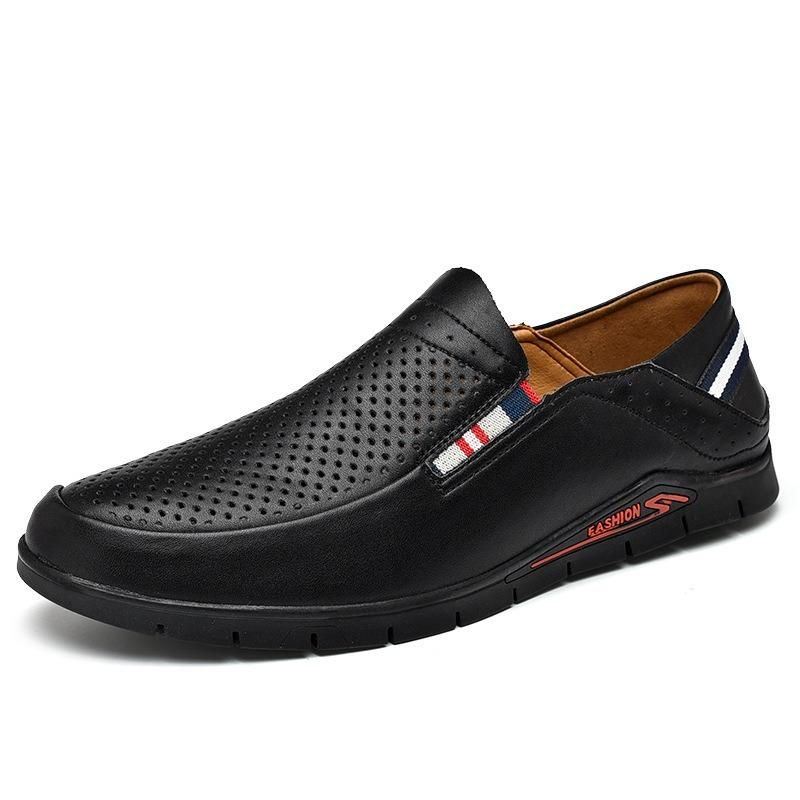 Heren Ademende Hollow Casual Zachte Zolen Koeienhuid Loafers