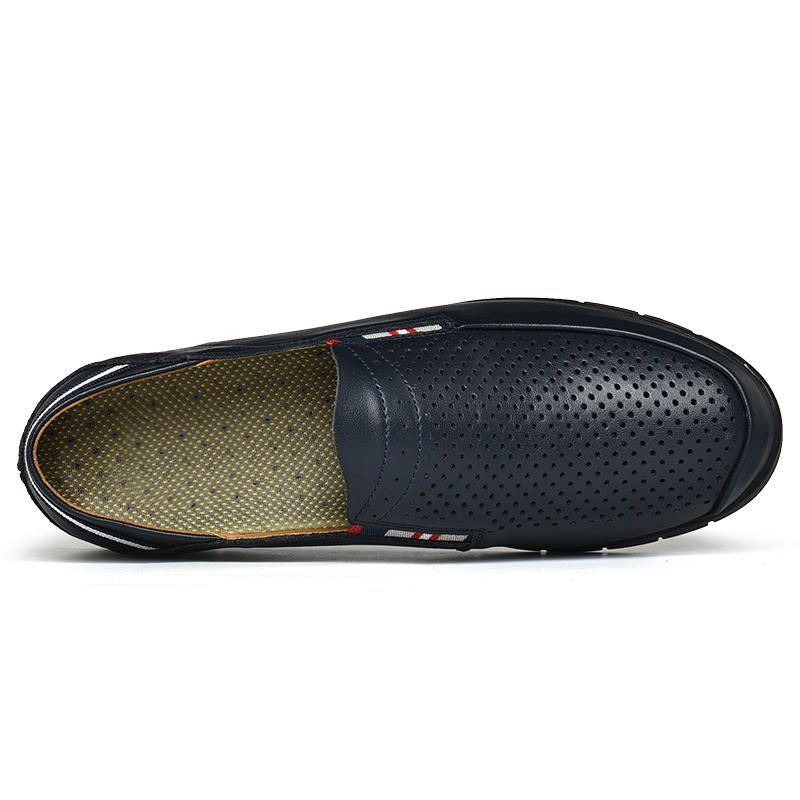 Heren Ademende Hollow Casual Zachte Zolen Koeienhuid Loafers