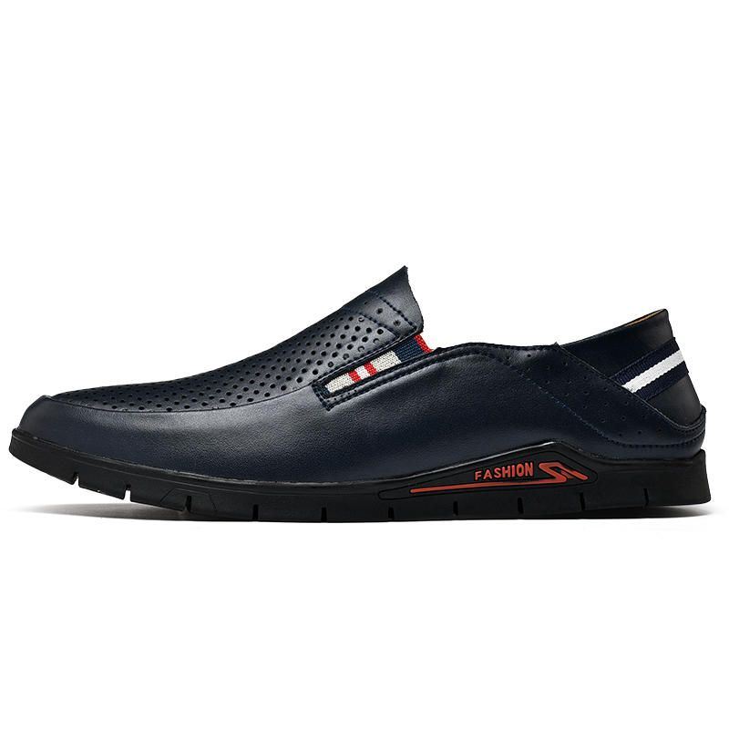 Heren Ademende Hollow Casual Zachte Zolen Koeienhuid Loafers