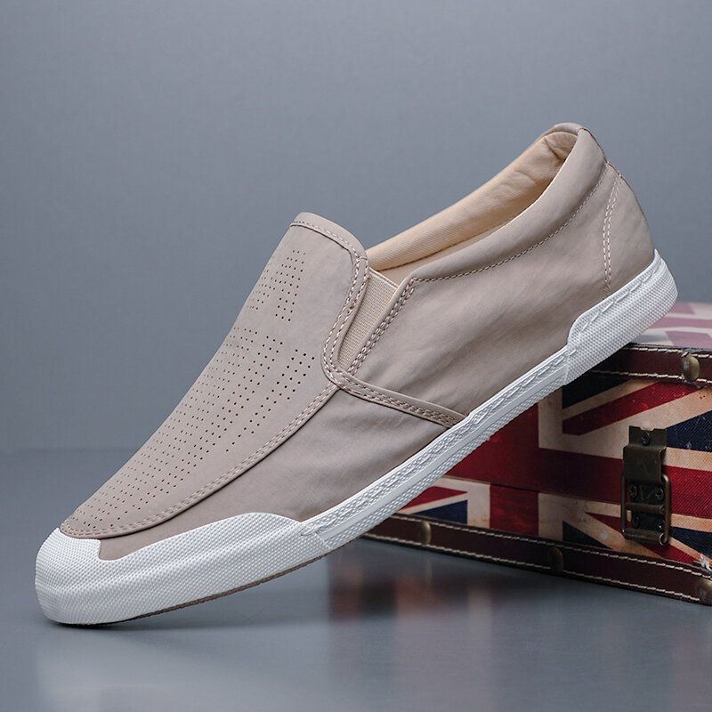 Heren Ademende Ijs Zijde Zachte Comfortabele Zool Solide Slip On Casual Court Shoes