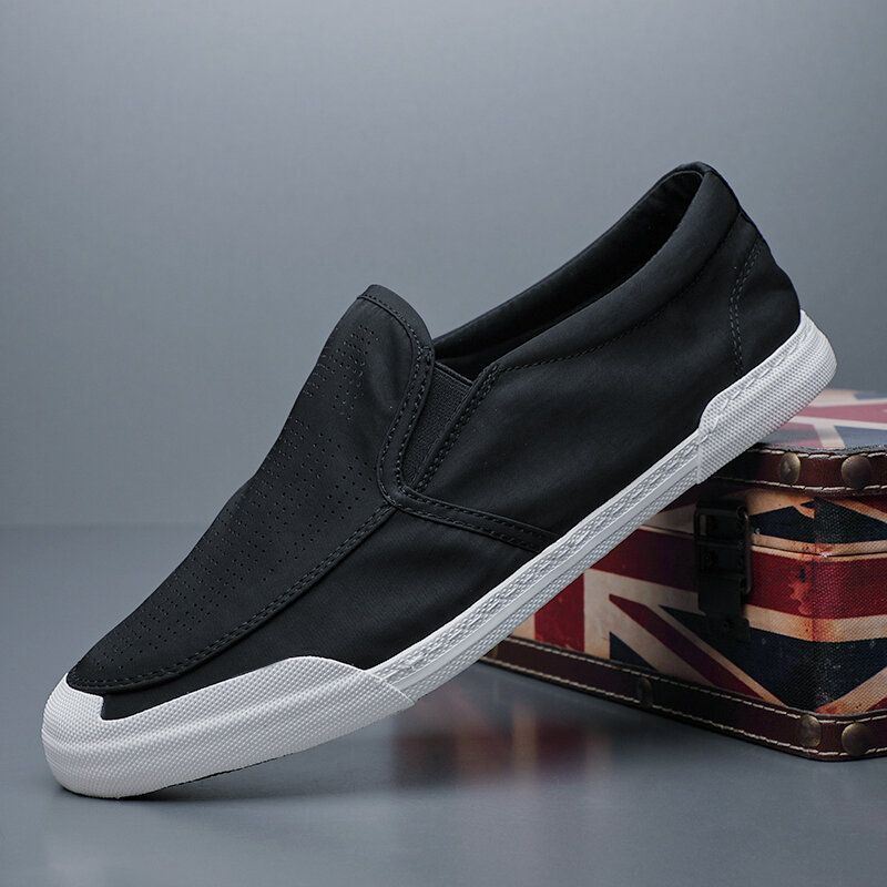 Heren Ademende Ijs Zijde Zachte Comfortabele Zool Solide Slip On Casual Court Shoes