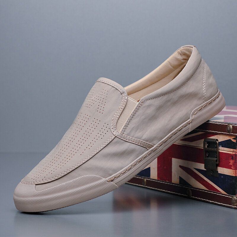 Heren Ademende Ijs Zijde Zachte Comfortabele Zool Solide Slip On Casual Court Shoes