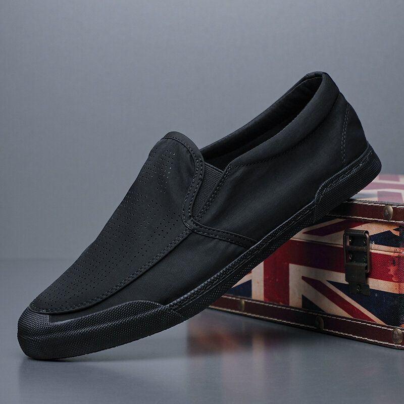 Heren Ademende Ijs Zijde Zachte Comfortabele Zool Solide Slip On Casual Court Shoes