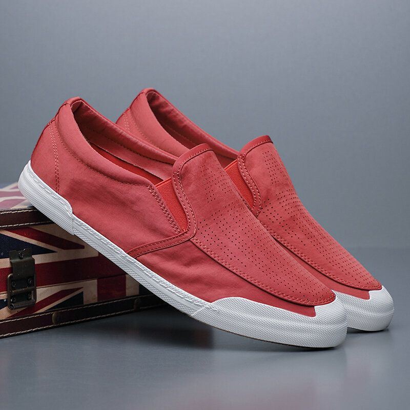 Heren Ademende Ijs Zijde Zachte Comfortabele Zool Solide Slip On Casual Court Shoes