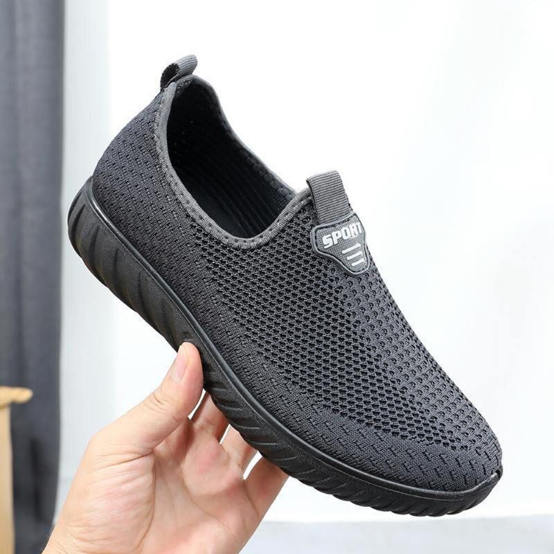 Heren Ademende Stof Antislip Comfortabele Zool Slip Op Oude Peking Casual Schoenen