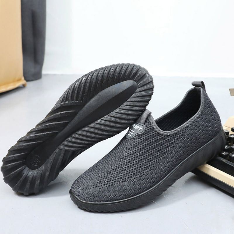 Heren Ademende Stof Antislip Comfortabele Zool Slip Op Oude Peking Casual Schoenen