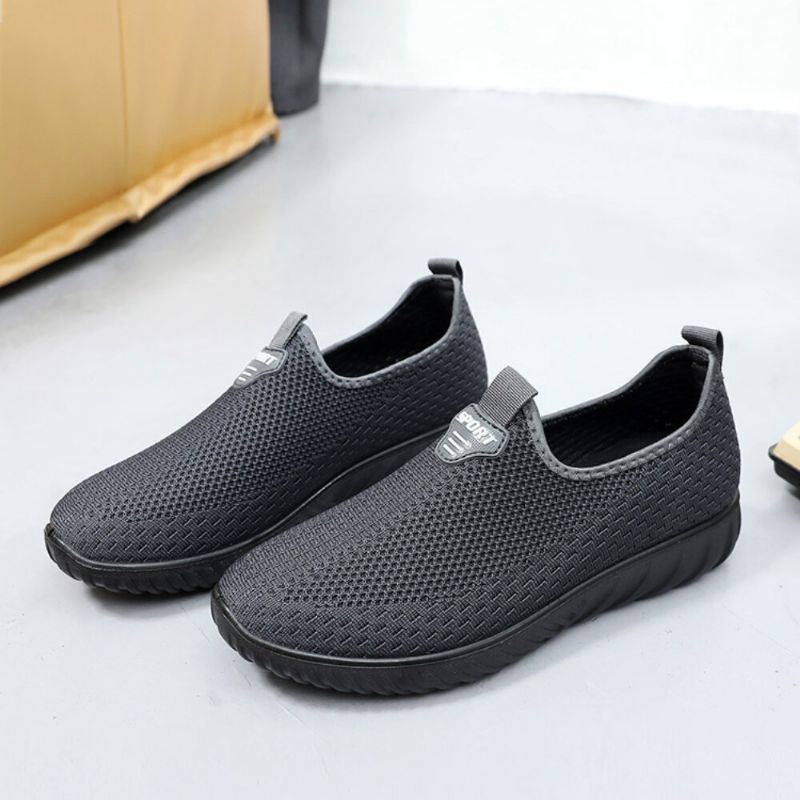 Heren Ademende Stof Antislip Comfortabele Zool Slip Op Oude Peking Casual Schoenen