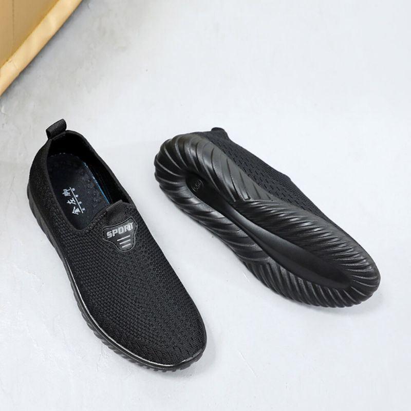 Heren Ademende Stof Antislip Comfortabele Zool Slip Op Oude Peking Casual Schoenen