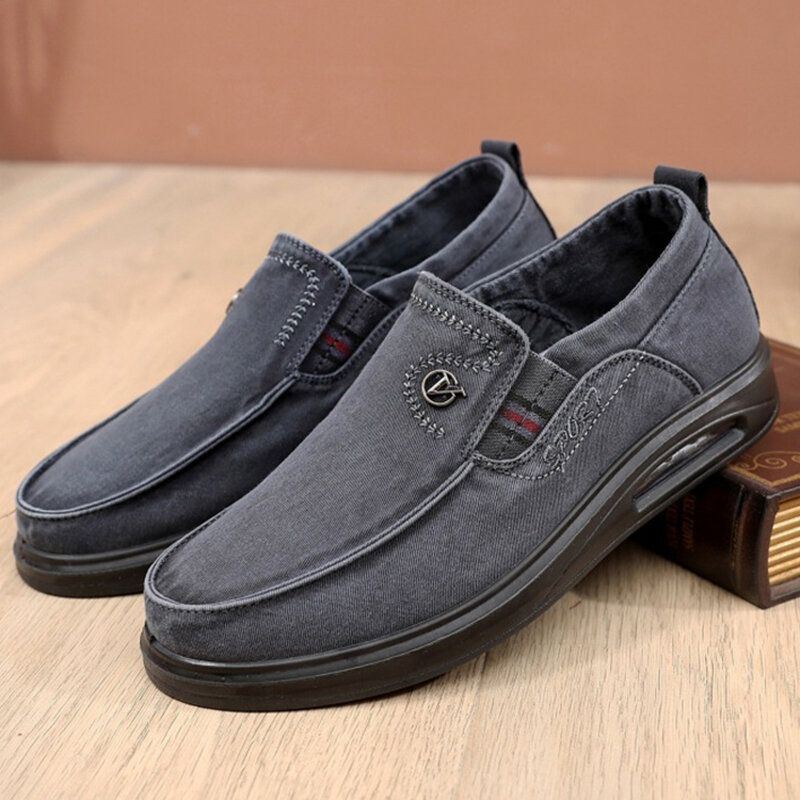 Heren Ademende Zachte Zool Antislip Comfortabele Slip Op Oude Peking Casual Schoenen