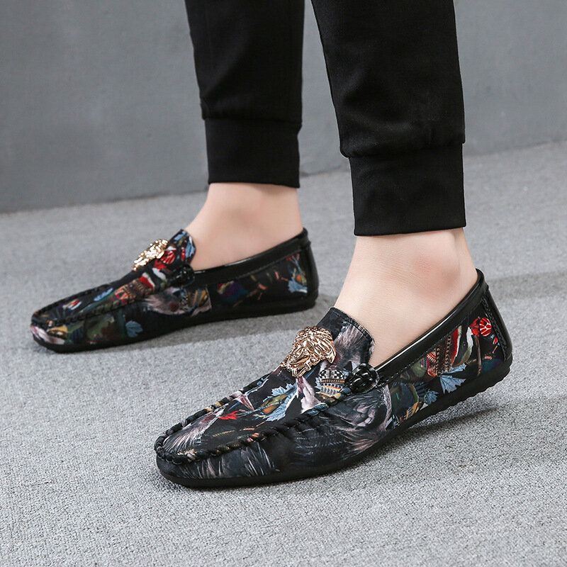 Heren Bloemenprint Antislip Casual Loafers Voor Loafers