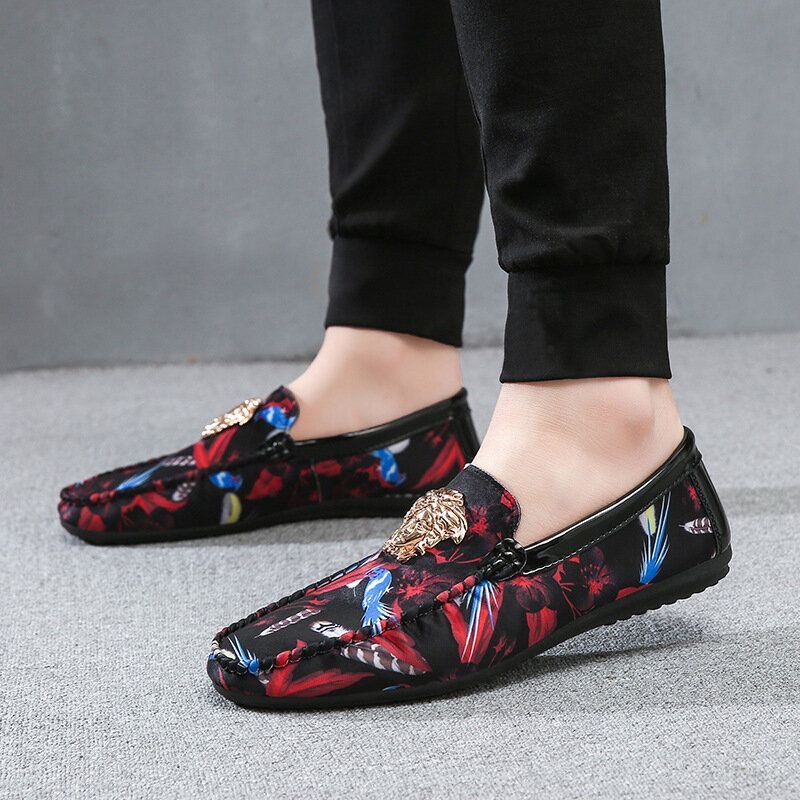 Heren Bloemenprint Antislip Casual Loafers Voor Loafers