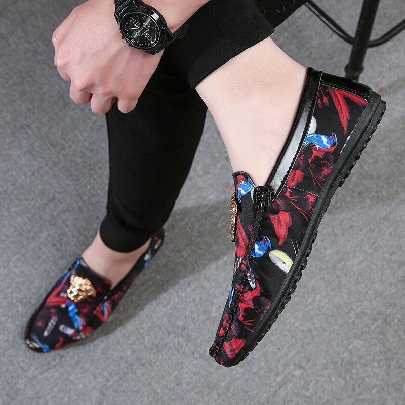 Heren Bloemenprint Antislip Casual Loafers Voor Loafers