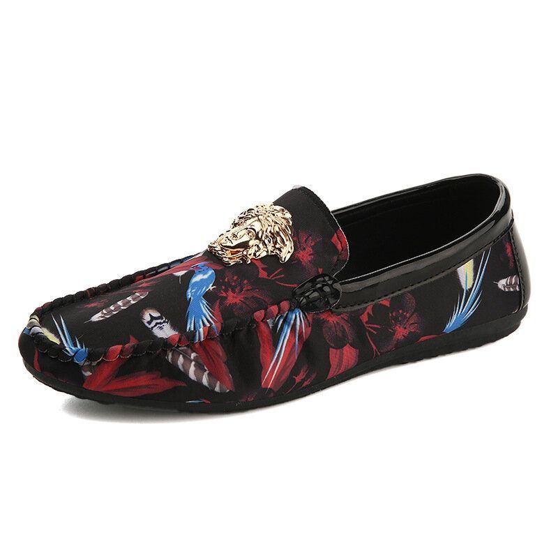 Heren Bloemenprint Antislip Casual Loafers Voor Loafers