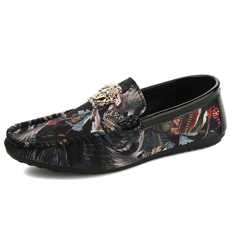 Heren Bloemenprint Antislip Casual Loafers Voor Loafers