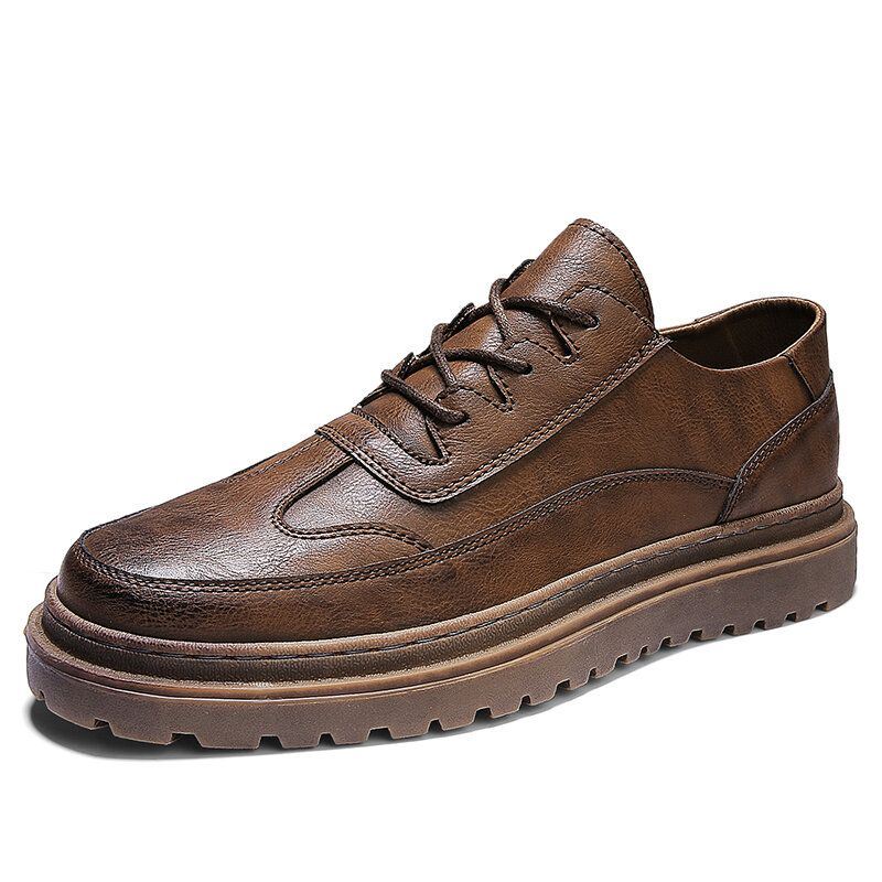 Heren Brogue Microfiber Leer Antislip Draagbare Vintage Casual Schoenen