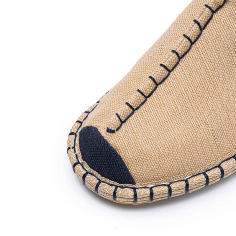 Heren Canvas Ademend Antislip Handstiksels Comfortabele Oude Peking Casual Linnen Schoenen