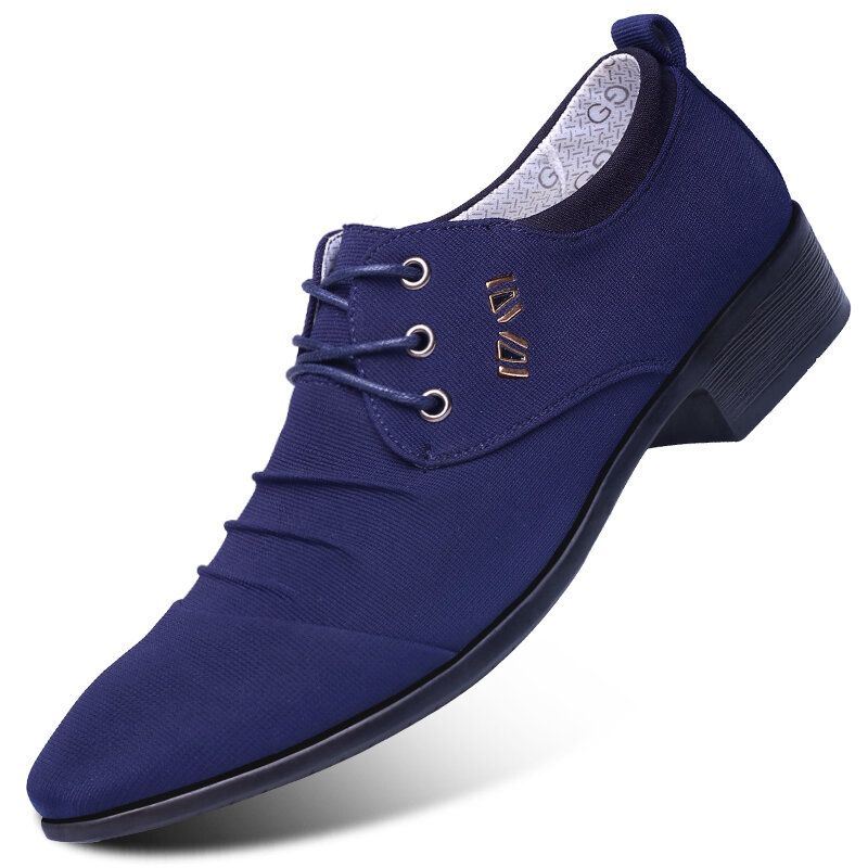 Heren Canvas Ademend Antislip Puntige Teen Korte Zakelijke Casual Schoenen