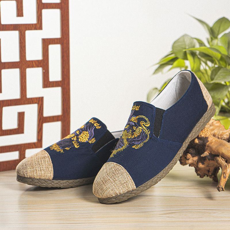 Heren Canvas Ademend Antislip Soft Comfy Old Peking Casual Linnen Schoenen