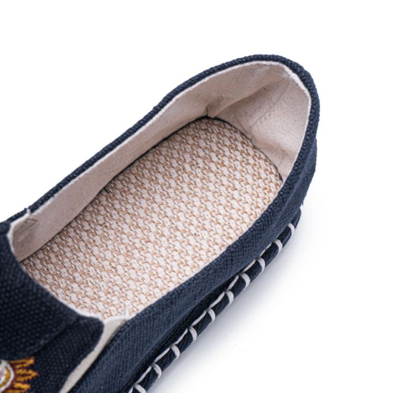 Heren Canvas Ademend Patroon Comfortabele Oude Peking Casual Linnen Schoenen