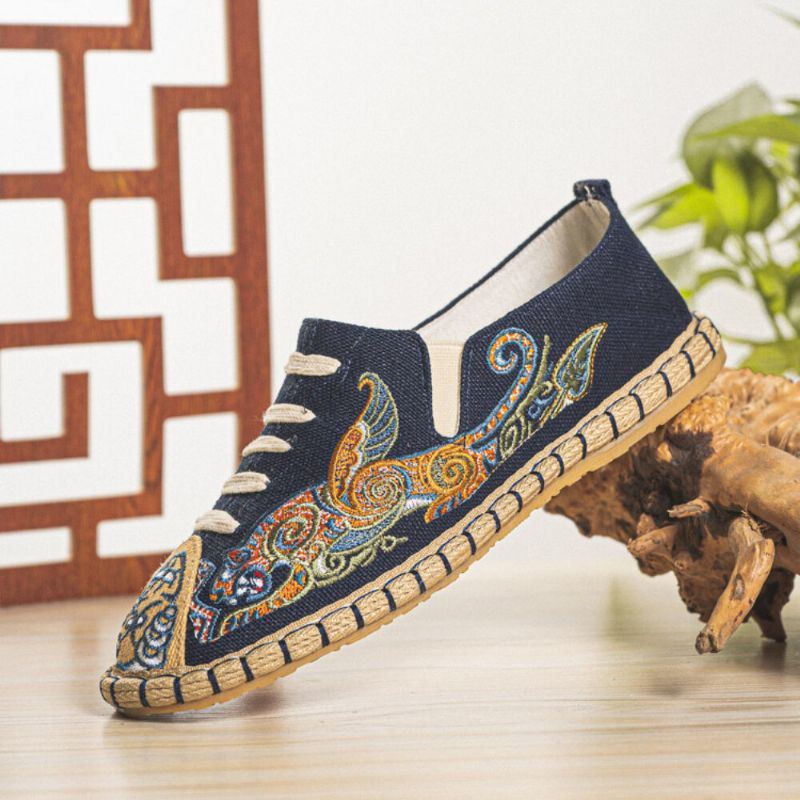 Heren Canvas Ademende Handstiksels Comfortabele Oude Peking Casual Linnen Schoenen