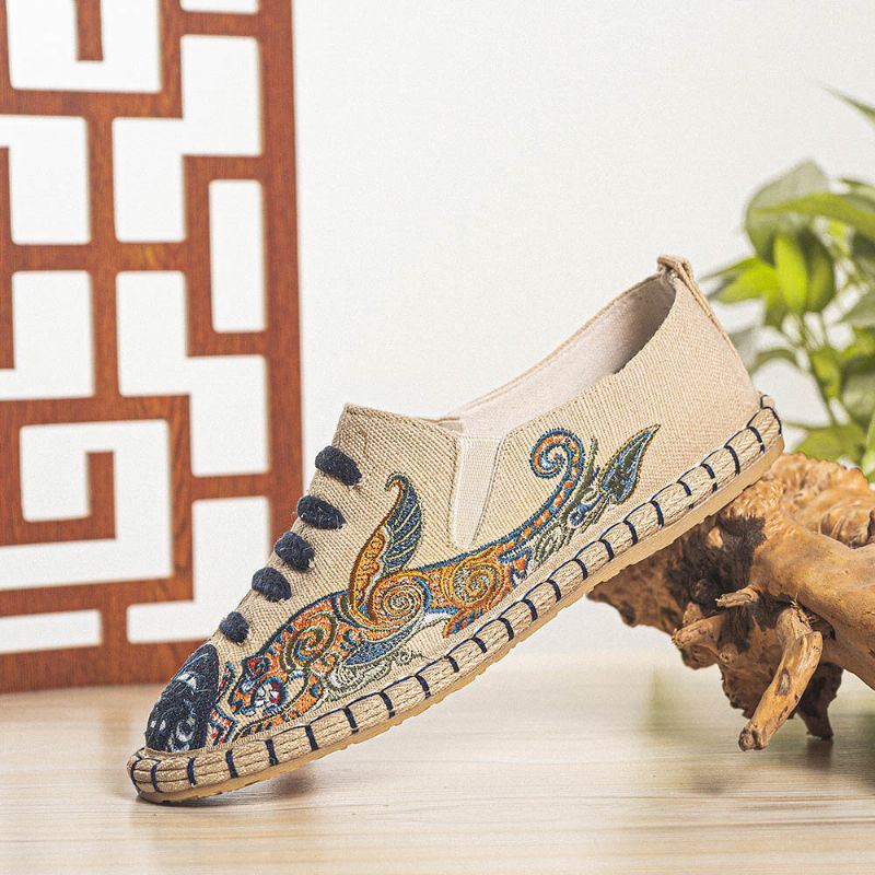 Heren Canvas Ademende Handstiksels Comfortabele Oude Peking Casual Linnen Schoenen