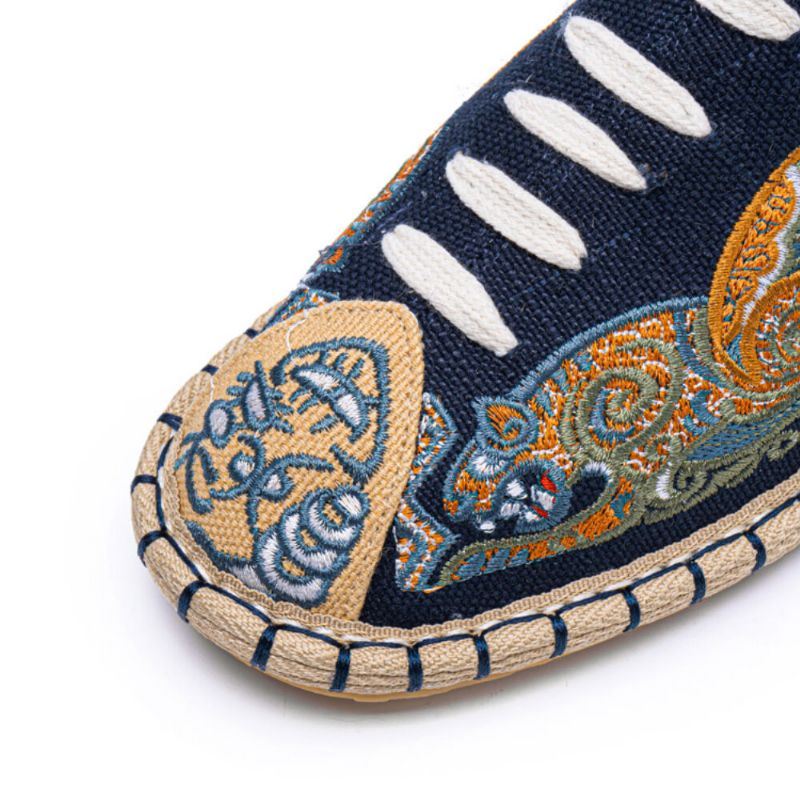 Heren Canvas Ademende Handstiksels Comfortabele Oude Peking Casual Linnen Schoenen