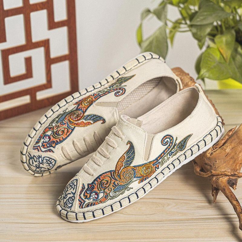 Heren Canvas Ademende Handstiksels Comfortabele Oude Peking Casual Linnen Schoenen