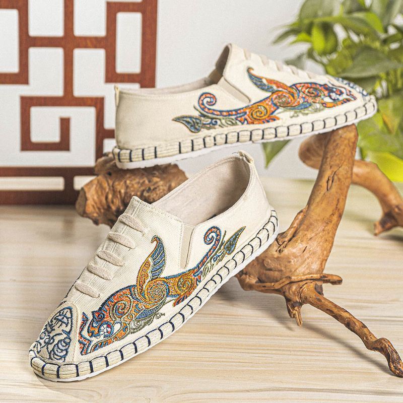 Heren Canvas Ademende Handstiksels Comfortabele Oude Peking Casual Linnen Schoenen