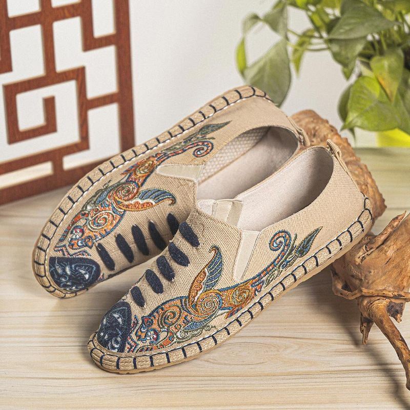 Heren Canvas Ademende Handstiksels Comfortabele Oude Peking Casual Linnen Schoenen