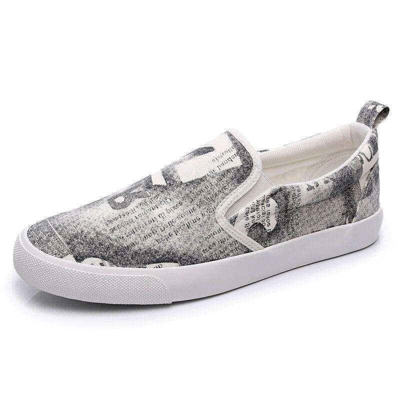 Heren Canvas Ademende Slip On Comfy Casual Court Platte Schoenen