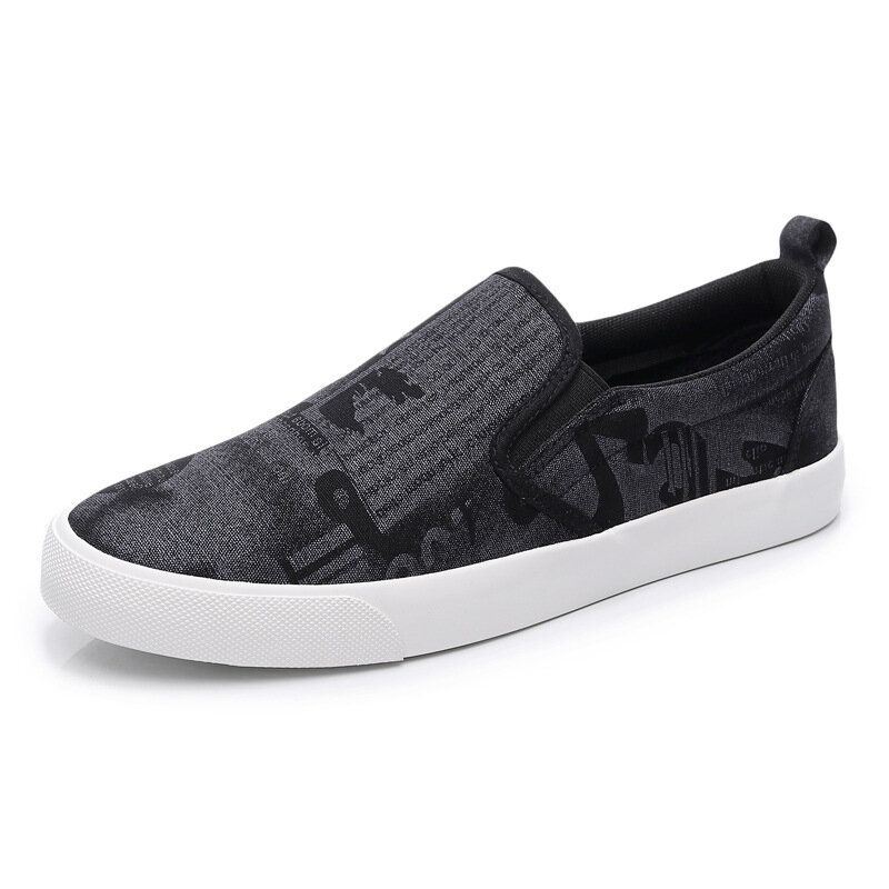 Heren Canvas Ademende Slip On Comfy Casual Court Platte Schoenen