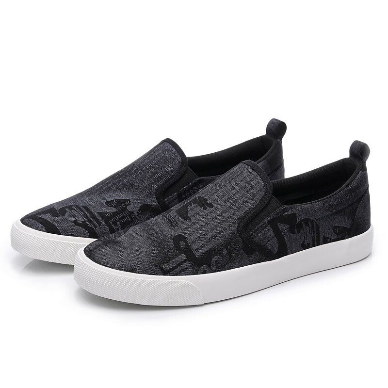 Heren Canvas Ademende Slip On Comfy Casual Court Platte Schoenen