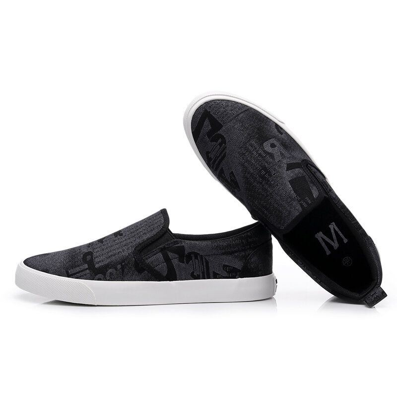 Heren Canvas Ademende Slip On Comfy Casual Court Platte Schoenen