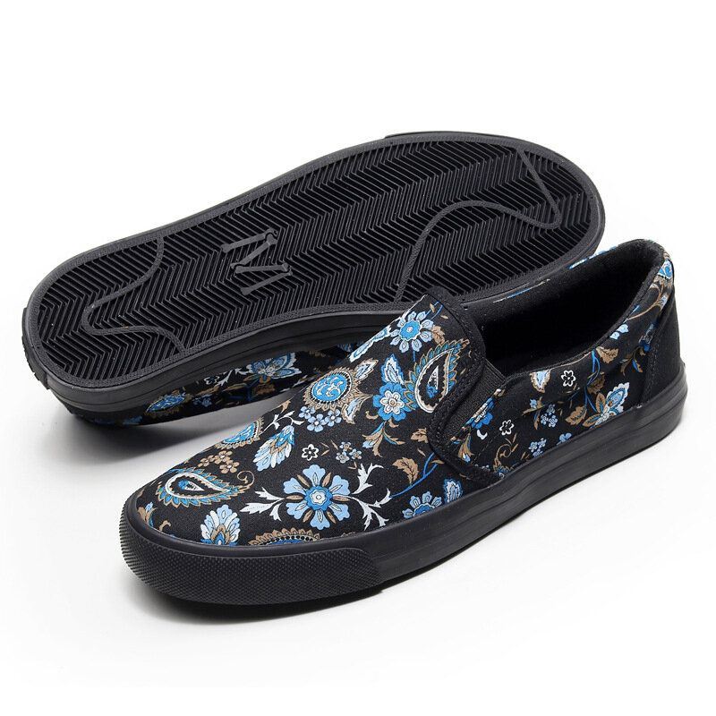 Heren Canvas Ademende Slip On Soft Pattern Casual Court Shoes