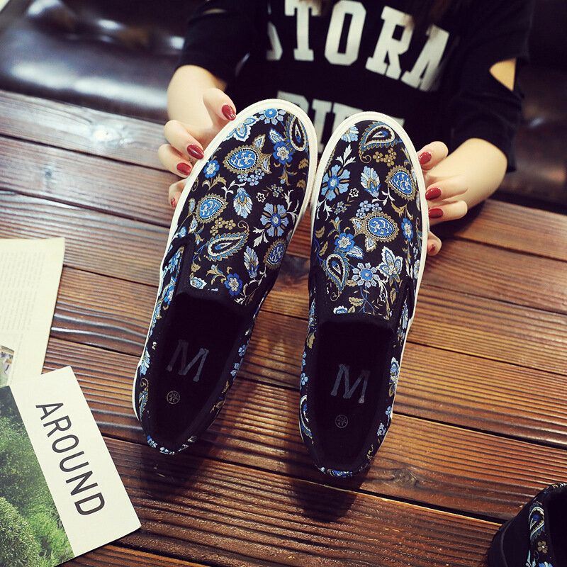 Heren Canvas Ademende Slip On Soft Pattern Casual Court Shoes