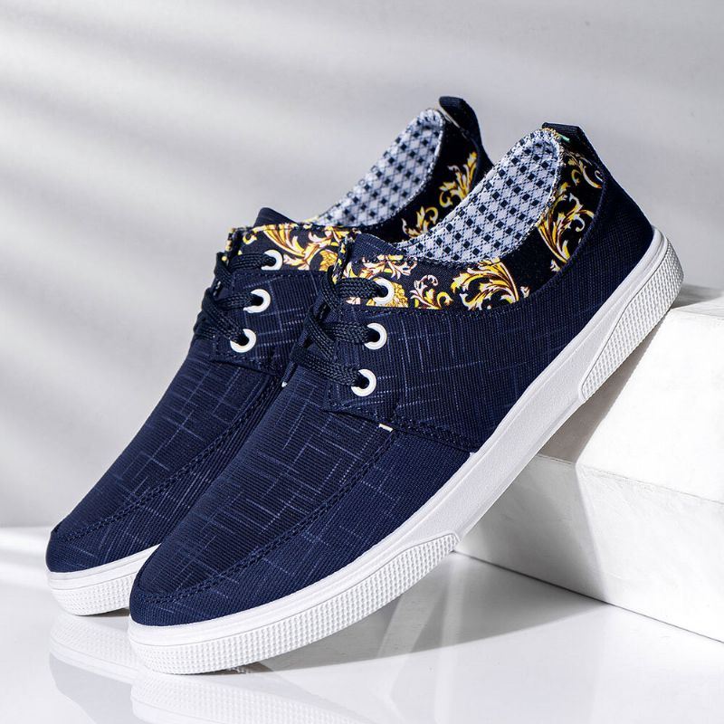 Heren Canvas Ademende Zachte Bodem Non-slip Lace Up Comfy Casual Court Shoes