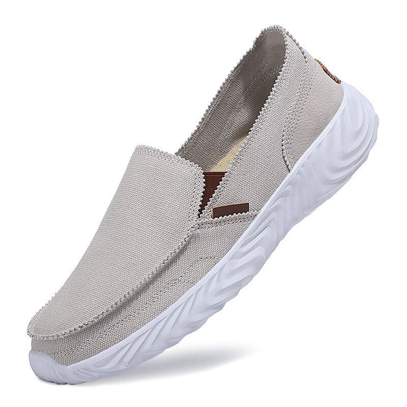 Heren Canvas Ademende Zachte Zool Antislip Slip Op Comfortabele Rijden Casual Schoenen