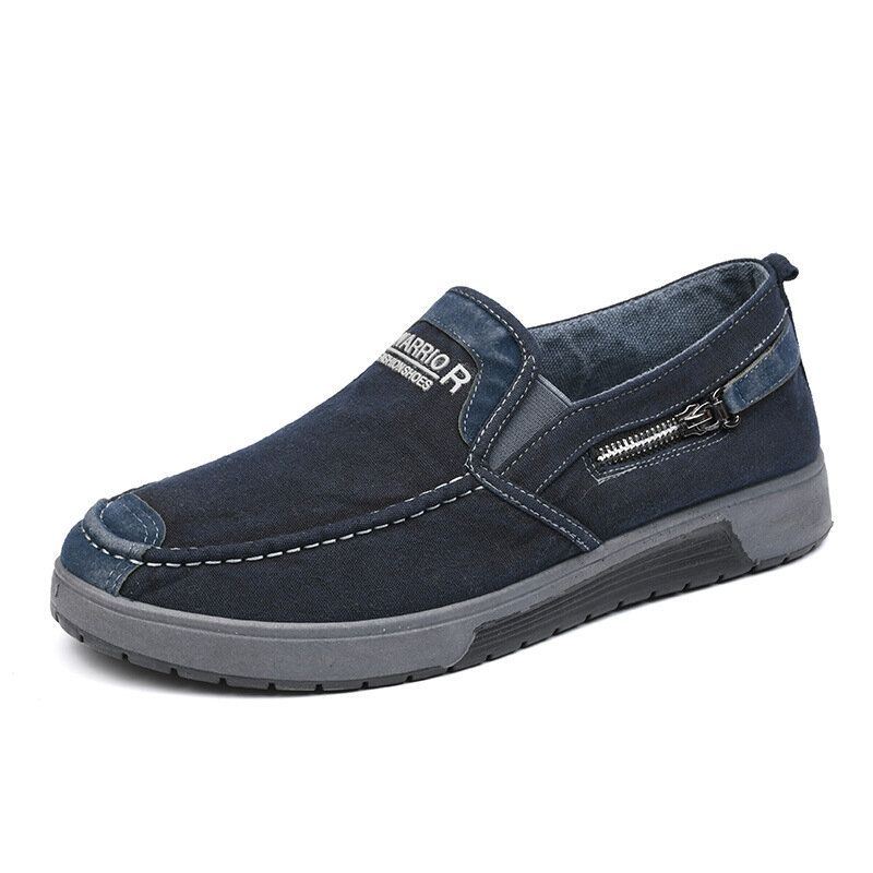 Heren Canvas Ademende Zachte Zool Comfortabele Slip Op Oude Peking Casual Doek Schoenen