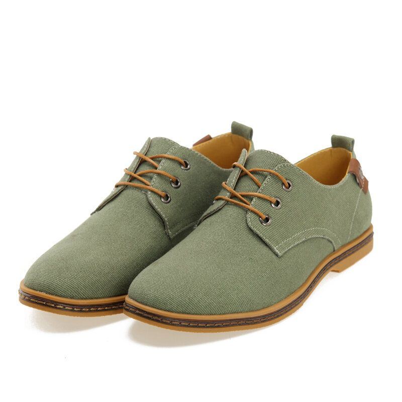 Heren Canvas Soft Sole Antislip Trendy Solid Lace Up Casual Schoenen