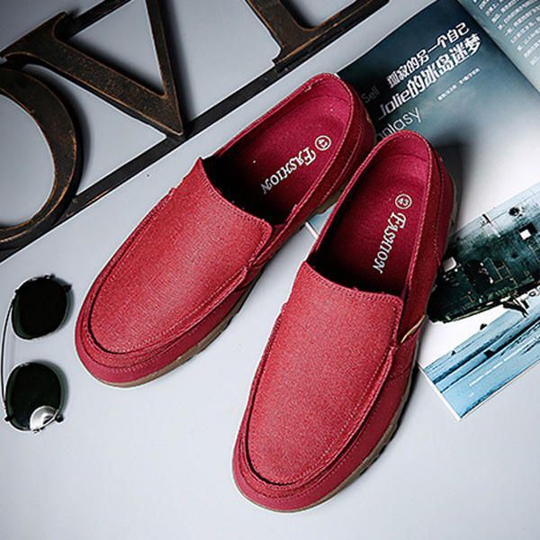 Heren Casual Canvas Slip On Zachte Ademende Outdoor Flats