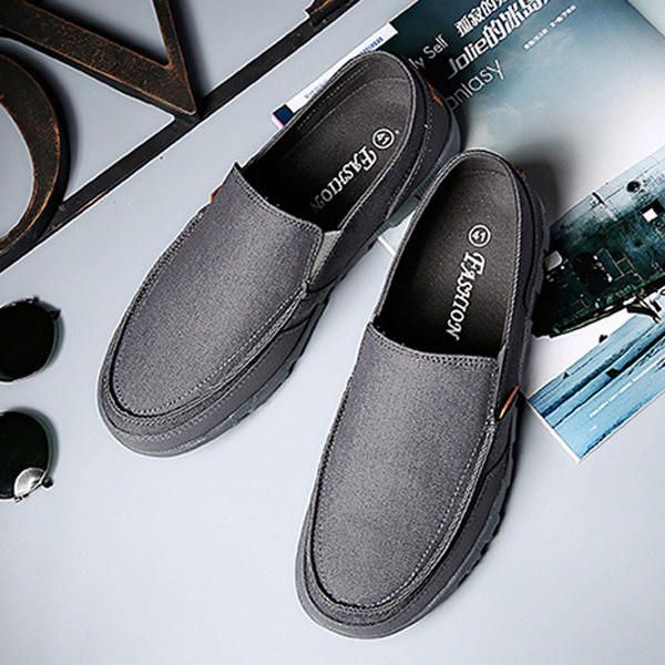 Heren Casual Canvas Slip On Zachte Ademende Outdoor Flats