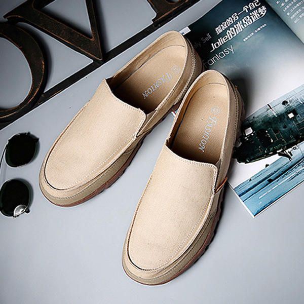 Heren Casual Canvas Slip On Zachte Ademende Outdoor Flats