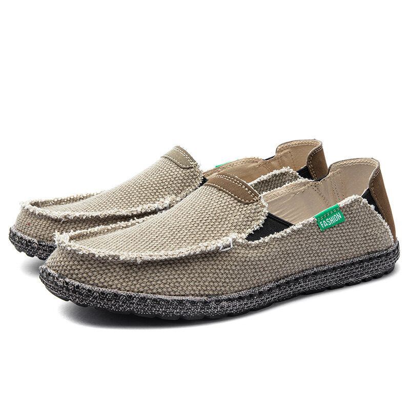 Heren Comfy Canvas Antislip Ademende Instappers Casual Schoenen