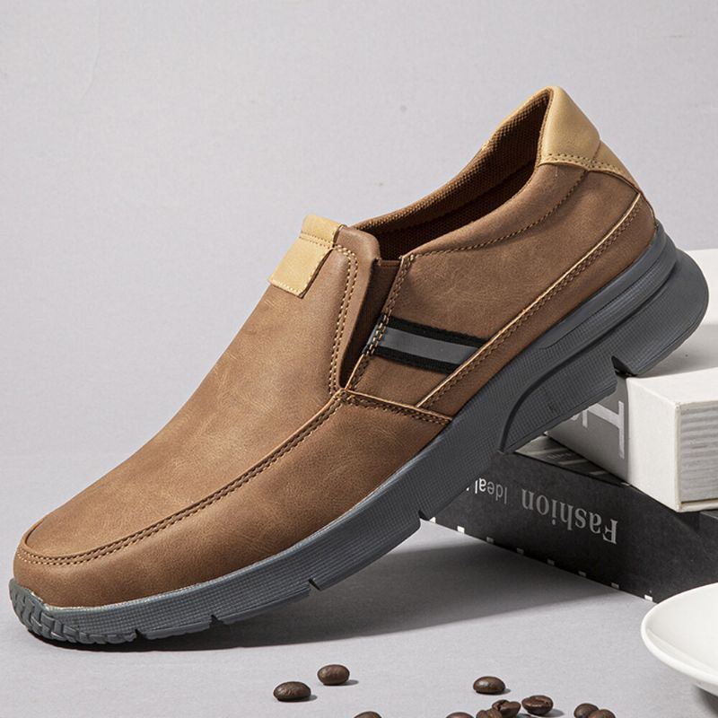 Heren Comfy Microfiber Leren Slip-on Zakelijke Casual Schoenen