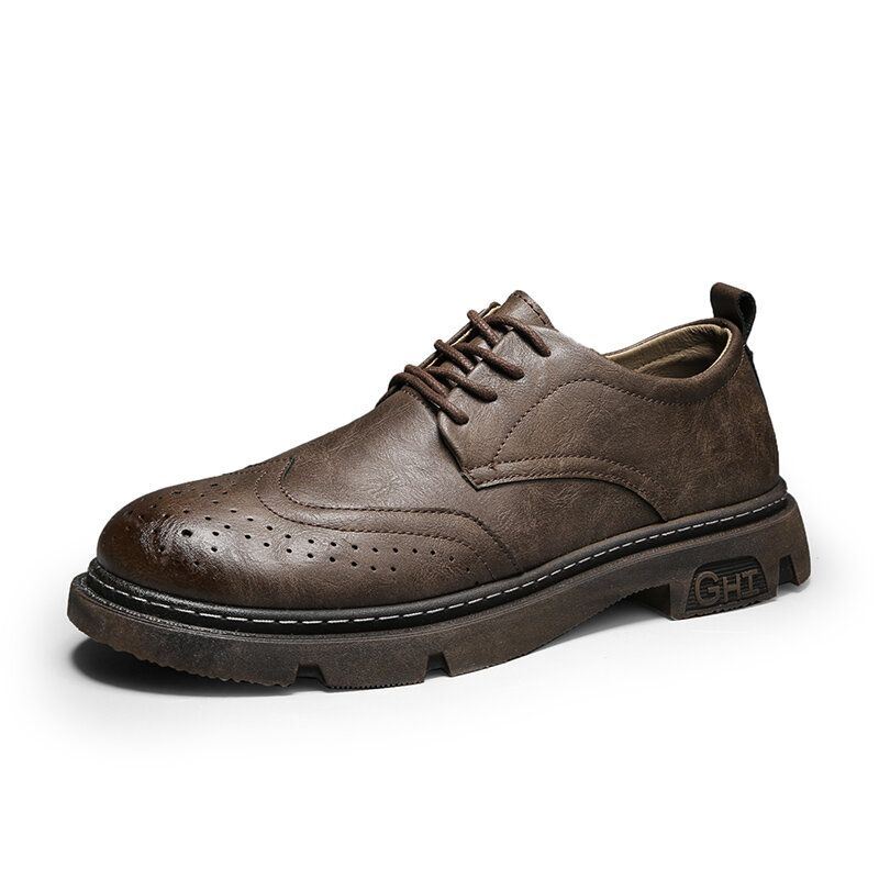 Heren Comfy Oxfords Brogue Casual Schoenen Met Veters En Ronde Neus