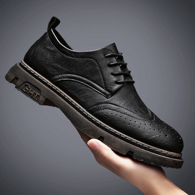 Heren Comfy Oxfords Brogue Casual Schoenen Met Veters En Ronde Neus