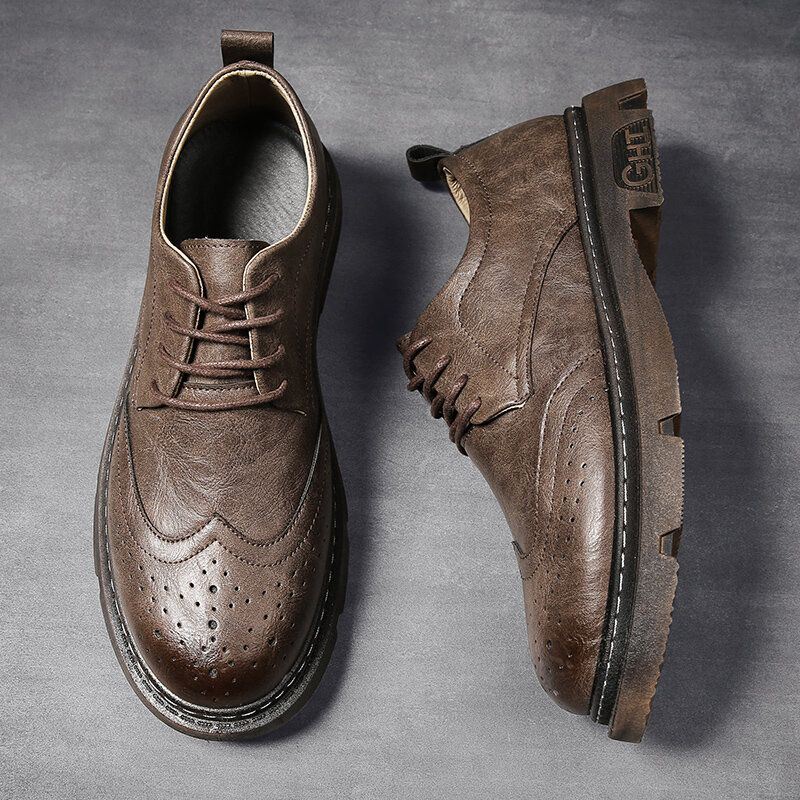 Heren Comfy Oxfords Brogue Casual Schoenen Met Veters En Ronde Neus