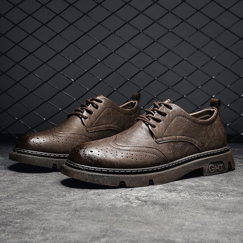 Heren Comfy Oxfords Brogue Casual Schoenen Met Veters En Ronde Neus